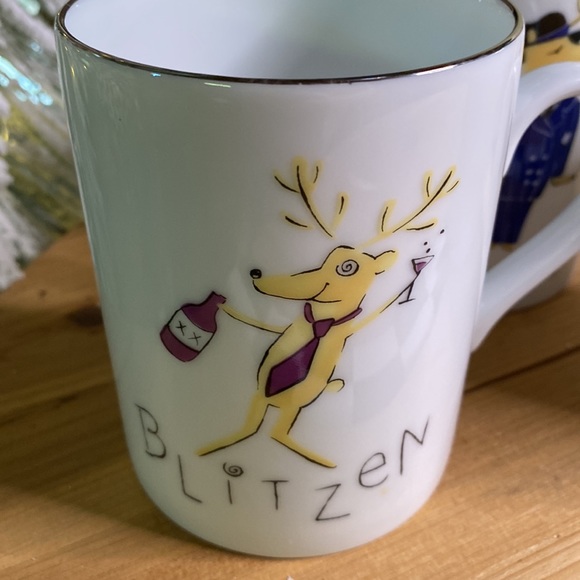 Pottery Barn Santa's Reindeer Silver Rim Mugs Assorted Box - Set Of 4 🎅🏻🎄🦌 - Picture 9 of 16